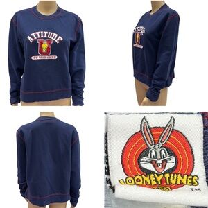 Vintage Looney Tunes Tweety Bird Attitude University Sweatshirt Blue Crew Neck M